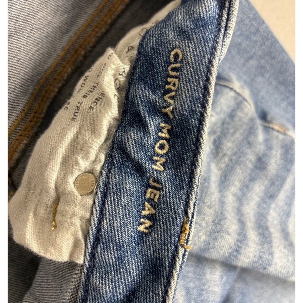 American Eagle Curvy Mom Jean Distressed High Rise Blue Denim 16 Long